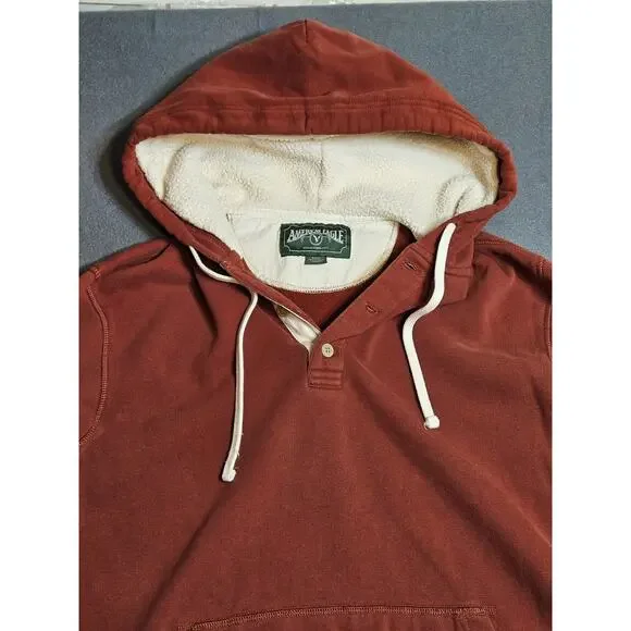 American Eagle Hoodie Mens Small Orange Sweatshirt Heavyweight Pouch Sweater - Picture 2 of 6